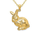 14K Yellow Gold Rabbit Charm Pendant Necklace with Chain